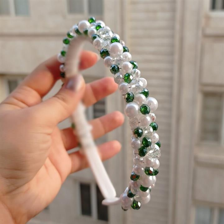 تل سبز  کریستالی درخشان  ، تل زمردی سبز براق کریستال مروارید، تل کریسمس تل یلدایی سبز،،گلسر سبز، تاج سبز  تل جواهردوزی